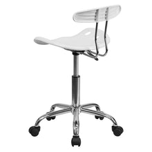 Load image into Gallery viewer, Vibrant White and Chrome Swivel Task Office Chair with Tractor Seat
