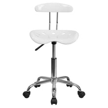 Load image into Gallery viewer, Vibrant White and Chrome Swivel Task Office Chair with Tractor Seat
