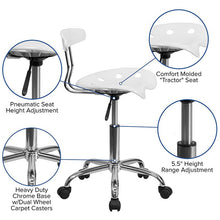 Load image into Gallery viewer, Vibrant White and Chrome Swivel Task Office Chair with Tractor Seat
