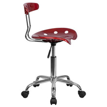 Load image into Gallery viewer, Vibrant Wine Red and Chrome Swivel Task Office Chair with Tractor Seat
