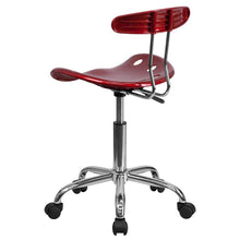 Load image into Gallery viewer, Vibrant Wine Red and Chrome Swivel Task Office Chair with Tractor Seat
