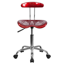 Load image into Gallery viewer, Vibrant Wine Red and Chrome Swivel Task Office Chair with Tractor Seat
