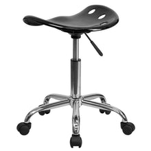 Load image into Gallery viewer, Vibrant Black Tractor Seat and Chrome Stool
