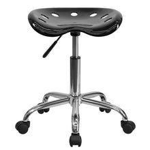 Load image into Gallery viewer, Vibrant Black Tractor Seat and Chrome Stool

