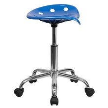 Load image into Gallery viewer, Vibrant Bright Blue Tractor Seat and Chrome Stool
