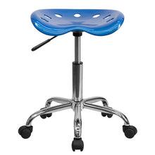 Load image into Gallery viewer, Vibrant Bright Blue Tractor Seat and Chrome Stool
