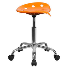 Load image into Gallery viewer, Vibrant Orange Tractor Seat and Chrome Stool

