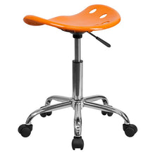 Load image into Gallery viewer, Vibrant Orange Tractor Seat and Chrome Stool
