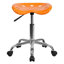 Load image into Gallery viewer, Vibrant Orange Tractor Seat and Chrome Stool
