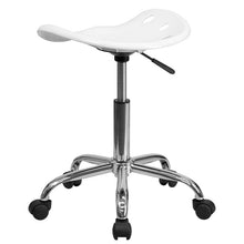 Load image into Gallery viewer, Vibrant White Tractor Seat and Chrome Stool
