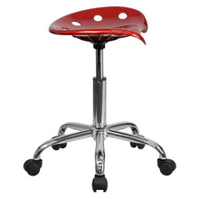 Load image into Gallery viewer, Vibrant Wine Red Tractor Seat and Chrome Stool
