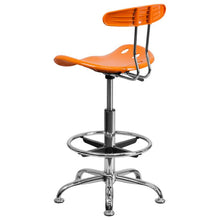 Load image into Gallery viewer, Vibrant Orange and Chrome Drafting Stool with Tractor Seat
