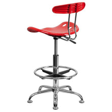 Load image into Gallery viewer, Vibrant Red and Chrome Drafting Stool with Tractor Seat
