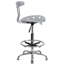 Load image into Gallery viewer, Vibrant Silver and Chrome Drafting Stool with Tractor Seat

