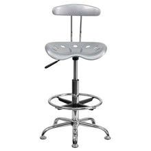Load image into Gallery viewer, Vibrant Silver and Chrome Drafting Stool with Tractor Seat
