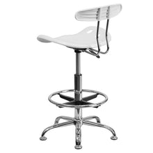 Load image into Gallery viewer, Vibrant White and Chrome Drafting Stool with Tractor Seat

