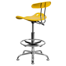 Load image into Gallery viewer, Vibrant Yellow and Chrome Drafting Stool with Tractor Seat
