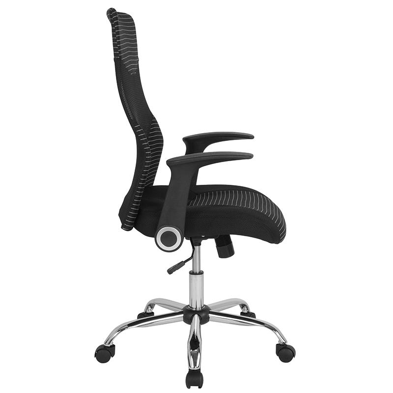 High Back Office Chair with Contemporary Mesh Design in Black and White