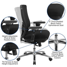 Load image into Gallery viewer, 24/7 Intensive Use 350 lb. Rated Black Mesh Multifunction Swivel Office Chair
