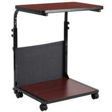 Load image into Gallery viewer, Mobile Sit-Down, Stand-Up Mahogany Computer Desk
