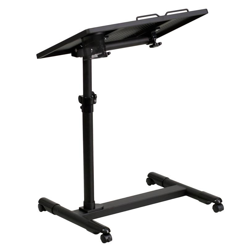 Black Adjustable Height Steel Mobile Computer Desk