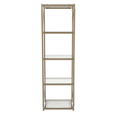 Load image into Gallery viewer, 4 Shelf 64"H Cross Brace Glass Bookcase in Matte Gold
