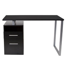 Load image into Gallery viewer, Dark Ash Wood Grain Finish Computer Desk with Two Drawers and Silver Metal Frame

