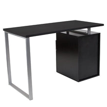 Load image into Gallery viewer, Dark Ash Wood Grain Finish Computer Desk with Two Drawers and Silver Metal Frame
