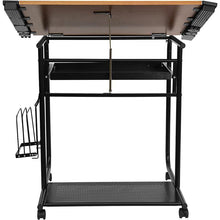 Load image into Gallery viewer, Adjustable Drawing and Drafting Table with Black Frame and Dual Wheel Casters
