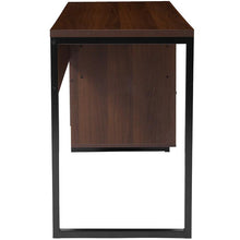 Load image into Gallery viewer, Rustic Coffee Wood Grain Finish Computer Desk with Black Metal Frame
