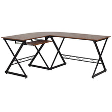 Load image into Gallery viewer, Teakwood Laminate L-Shape Computer Desk with Pull-Out Keyboard Tray
