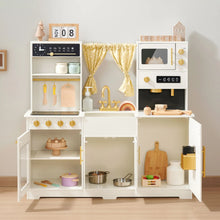 Load image into Gallery viewer, Tiny Land® Iconic Wooden Play Kitchen – Cream Pretend Cooking Set for Kids
