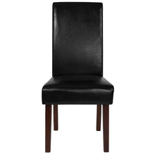 Load image into Gallery viewer, Black LeatherSoft Upholstered Panel Back Mid-Century Parsons Dining Chair
