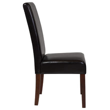 Load image into Gallery viewer, Brown LeatherSoft Upholstered Panel Back Mid-Century Parsons Dining Chair
