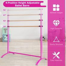 Load image into Gallery viewer, 51 Inch Ballet Barre Bar with 4-Position Adjustable Height-Pink
