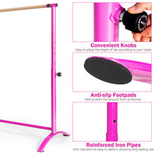 Load image into Gallery viewer, 51 Inch Ballet Barre Bar with 4-Position Adjustable Height-Pink
