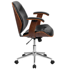 Load image into Gallery viewer, Mid-Back Black Executive Ergonomic Wood Swivel Office Chair with Arms
