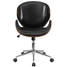 Load image into Gallery viewer, Mid-Back Walnut Wood Conference Office Chair in Black LeatherSoft
