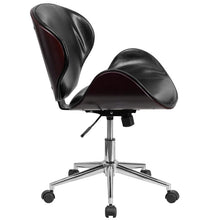 Load image into Gallery viewer, Mid-Back Mahogany Wood Conference Office Chair in Black LeatherSoft
