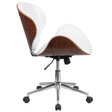 Load image into Gallery viewer, Mid-Back Walnut Wood Conference Office Chair in White LeatherSoft
