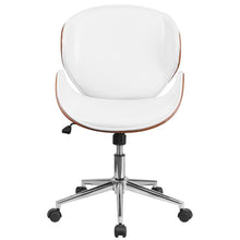 Load image into Gallery viewer, Mid-Back Walnut Wood Conference Office Chair in White LeatherSoft
