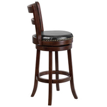 Load image into Gallery viewer, 30'' High Cappuccino Wood Barstool with Single Slat and Black Swivel Seat
