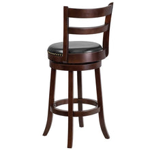 Load image into Gallery viewer, 30'' High Cappuccino Wood Barstool with Single Slat and Black Swivel Seat
