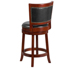 Load image into Gallery viewer, 26'' High Dark Cherry Wood Counter Height Stool with Open Panel Back
