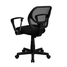 Load image into Gallery viewer, Low Back Black Mesh Swivel Task Office Chair with Curved Square Back and Arms
