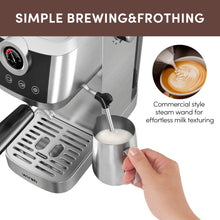 Load image into Gallery viewer, Wirsh 20 Bar Espresso Machine with Plastic Free Portafilter and Steamer, Pressure Gauge, Touch Screen, Full Stainless Steel (Home Barista Plus)
