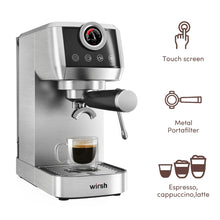 Load image into Gallery viewer, Wirsh 20 Bar Espresso Machine with Plastic Free Portafilter and Steamer, Pressure Gauge, Touch Screen, Full Stainless Steel (Home Barista Plus)
