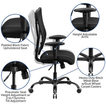 Load image into Gallery viewer, 400 lb. Rated Black Mesh Executive Swivel Office Chair with Adjustable Arms

