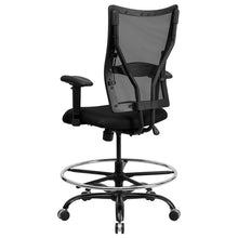 Load image into Gallery viewer, Big &amp; Tall 400 lb. Rated Black Mesh Drafting Chair with Adjustable Arms

