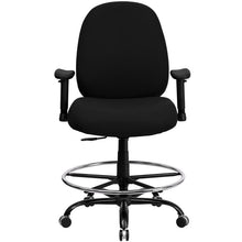 Load image into Gallery viewer, 400 lb. Rated Black Fabric Drafting Chair with Adjustable Back Height and Arms

